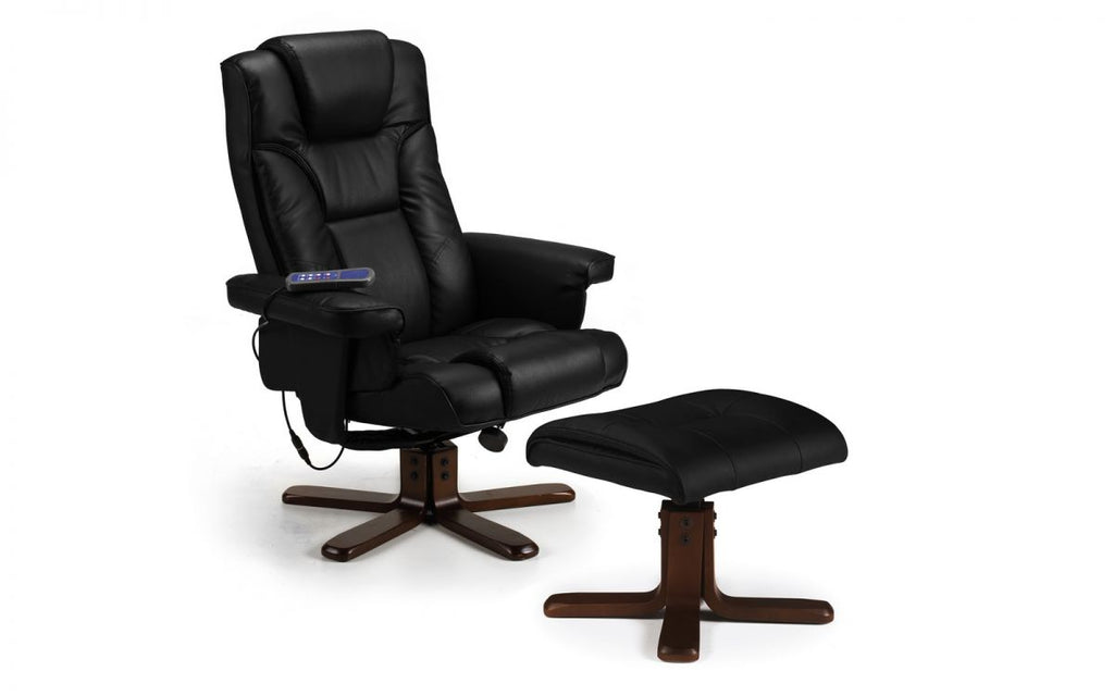 Malmo Massage Recliner & Stool - Black