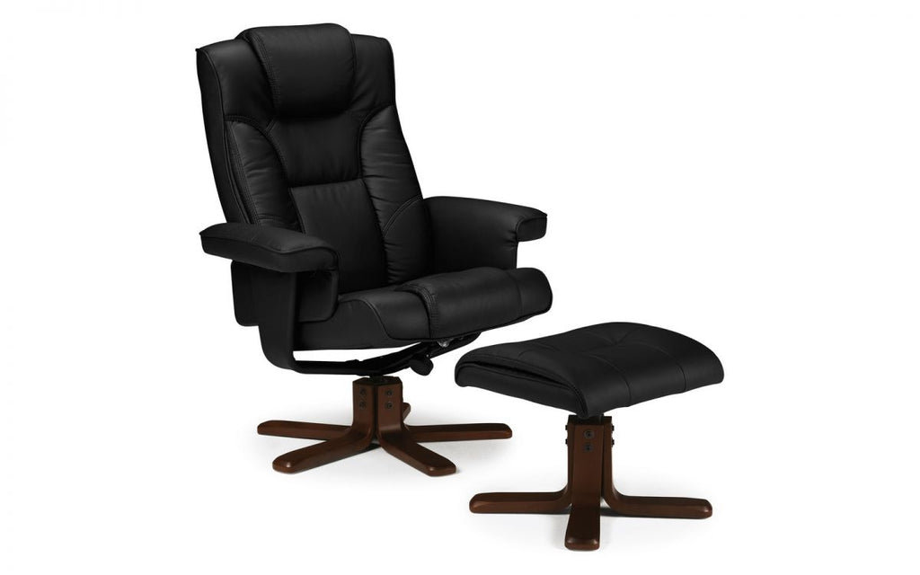 Malmo Recliner & Footstool - Black