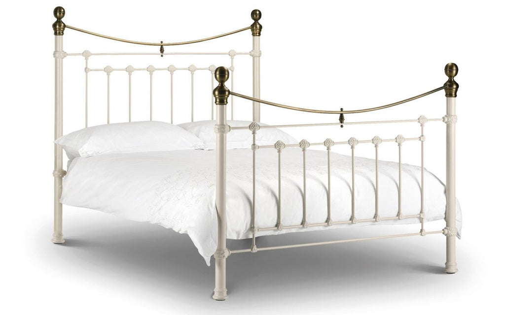 Victoria Bed - Stone White & Brass