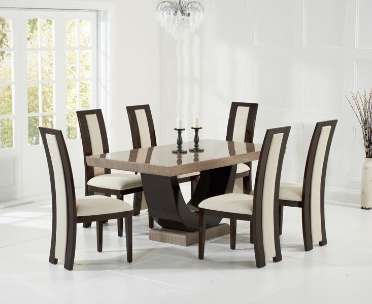 Rivilino 170cm Brown Marble Dining Set